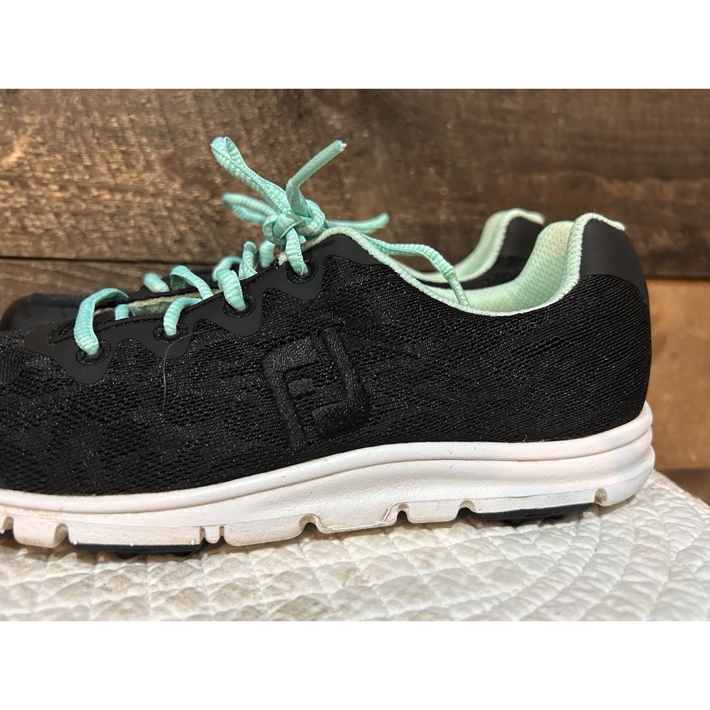 FootJoy EnJoy Shoes Womens Size 7 Black Mint Mesh Walking Sneakers 95705 Logo